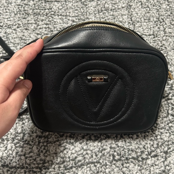 Mario Valentino Handbags - Mario Valentino Black Crossbody Leather Bag with Gold Accents Made In Italy